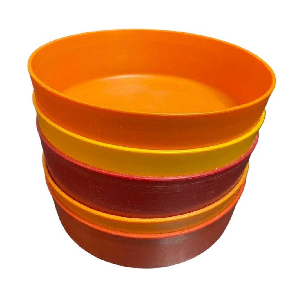 Vintage Tupperware 1408 Bowls Set of 4 Orange Yellow Red Retro Stackable USA